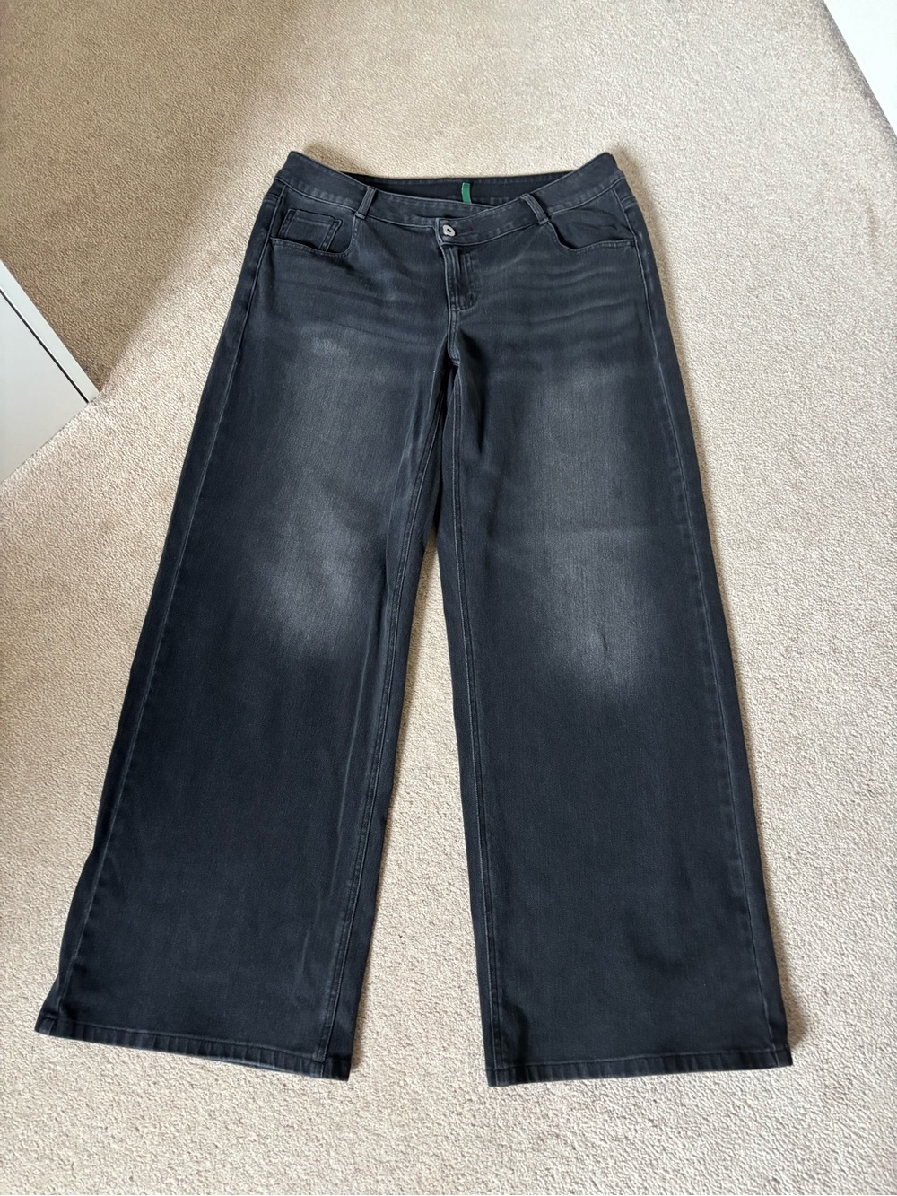 Halara Asymmetrical Waist Wide Leg Jeans Black Wash Women’s Size L
